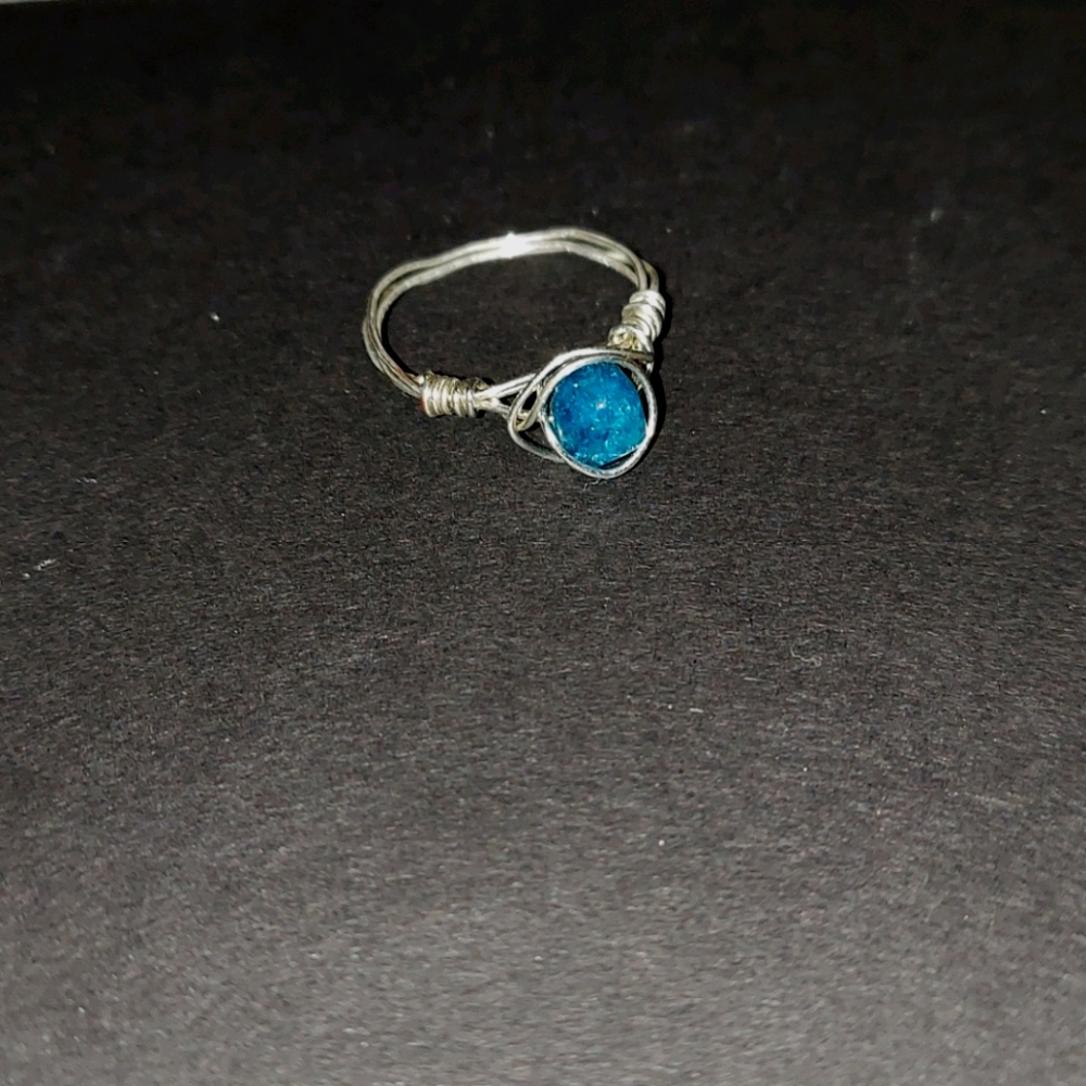 handmade ring blue and silver ring